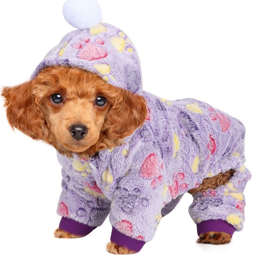 Paw Print Pet Pajamas - Soft Stretch - Purple - Size Large